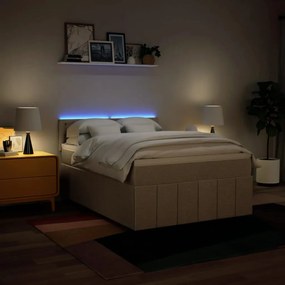 Cama com molas/colchão 140x200 cm tecido cor creme