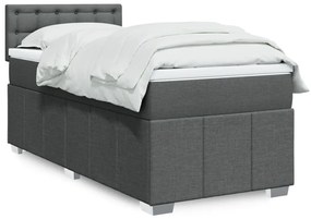 Cama com molas/colchão 90x190 cm tecido cinza-escuro