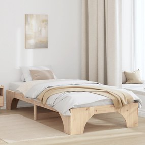 vidaXL Estrutura de Cama Madeira Natural Madeira de Pinho Maciça Simples