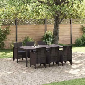 vidaXL Conjunto de Jantar de Jardim 7 pcs Castanho 200 x 100 x 73 cm