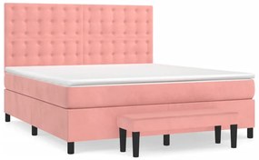 Cama com molas/colchão 160x200 cm veludo rosa