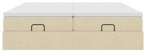 Estrutura de cama otomana com colchões tecido creme 200x200cm