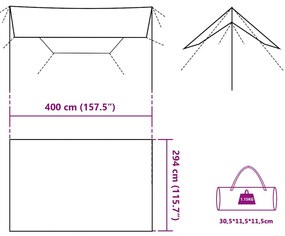 Lona de campismo 400x294 cm impermeável verde