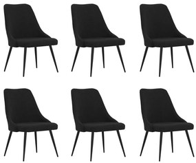 vidaXL Cadeiras de jantar 6 pcs tecido preto