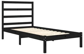 Estrutura cama pequena solteiro 75x190 cm madeira maciça preto
