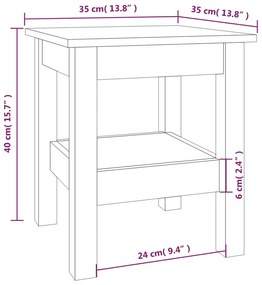 Mesa de centro 35x35x40 cm pinho maciço branco