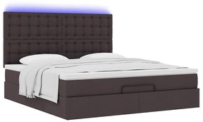 Estrutura de cama otomana com colchão tecido castanho escuro
