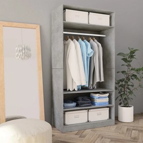 vidaXL Roupeiro 100x50x200 cm contraplacado cinzento cimento