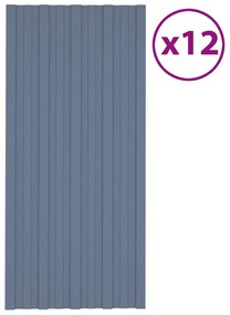 vidaXL Painéis de telhado 12 pcs 100x45 cm aço galvanizado cinzento