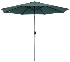 Outsunny Chapéu de Sol de Jardim Ø295x250cm com Manivela Chapéu de Sol Exterior com Mecanismo de Inclinação e Mastro Desmontável de Metal para Terraço Piscina Pátio Verde