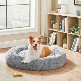 Cama de cão macia e fofa 100 x 20 cm (Ø x H) Cinzento claro