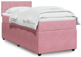 Cama com molas/colchão 90x190 cm veludo rosa