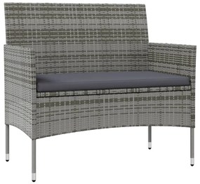 8 pcs conjunto lounge de jardim c/ almofadões vime PE cinzento