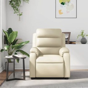 Poltrona de massagens reclinável couro artificial cor creme
