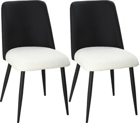 HOMCOM Conjunto de 2 Cadeiras de Cozinha com Encosto em PU Pernas de Aço e Assento Acolchoado 47,5x57x84 cm Preto e Bege | Aosom Portugal
