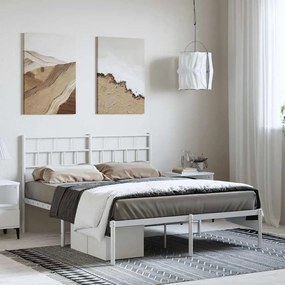 Estrutura de cama com cabeceira 135x190 cm metal branco