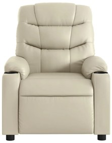 Poltrona reclinável elétrica couro artificial cor creme