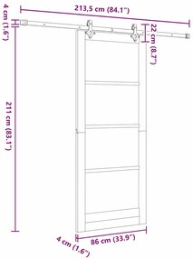 Porta Deslizante com Conjunto de Hardware 'ORKDAL'Branco Madeira de Pi