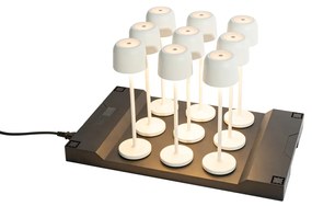 LED Conjunto de 9 candeeiros de mesa recarregáveis cogumelo branco-quebrado incl. estação de carregamento - Raika Moderno