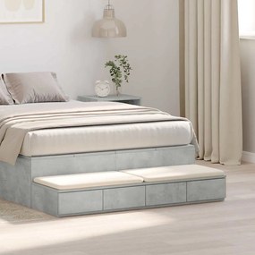 vidaXL Mesa de Gavetas Cinza Betão 120x36,5x16,5 cm Madeira de Engenharia
