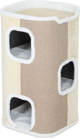 PawHut Torre de Arranhar para Gatos, Árvore para Gatos, 3 Níveis, Robusta, Pelúcia Macia, Refúgio, Bege | Aosom Portugal