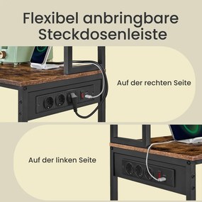 Armário de cozinha com iluminação LED 40 x 80 x 168,4 cm, com tomadas e prateleiras ajustáveis castanho-preto