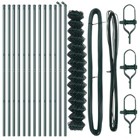 Cerca de Cadeia Conjunto de 2 Verde Aço galvanizado 1,5 x 25 m