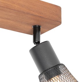 Foco industrial preto com madeira 2 luzes - Kristina Industrial