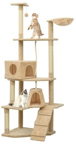 vidaXL Árvore para gatos com postes arranhadores sisal bege 191 cm