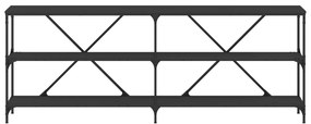 Mesa consola 200x30x75 cm derivados de madeira e ferro preto