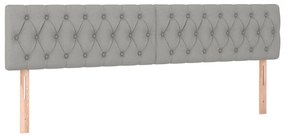 Cabeceira de cama c/luzes LED tecido 180x7x78/88 cm cinza-claro