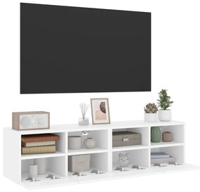 Móveis de parede p/ TV 2pcs 60x30x30cm derivados madeira branco