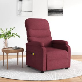 3073697 vidaXL Poltrona de massagens elétrica reclinável tecido vermelho tinto