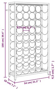 Garrafeira para 45 garrafas 54x18x100 cm ferro forjado preto