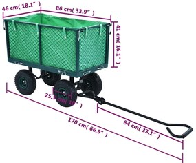 Carrinho de mão para jardim 350 kg verde