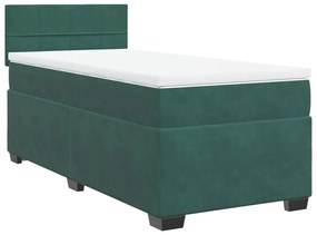 Cama com molas/colchão 90x190 cm veludo verde-escuro