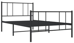 Estrutura de cama com cabeceira e pés 80x200 cm metal preto