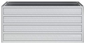 Canteiro elevado de jardim 100x40x45cm aço galvanizado prateado