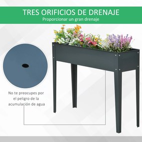 Outsunny Floreira Elevada Mesa para Cultivo Retangular para Plantas Ve