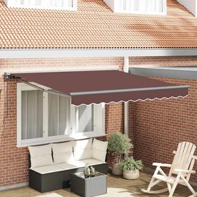vidaXL Toldo Retrátil Manual Castanho 300 x 250 cm Poliéster e Metal