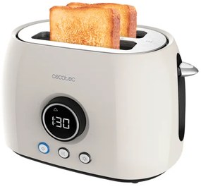 Torradeira digital de 800 W ClassicToast 8000 Beige Double, 2 ranhuras extralargas para 2 torradas, Ecrã Digital, 3 funções, suporte superior, design