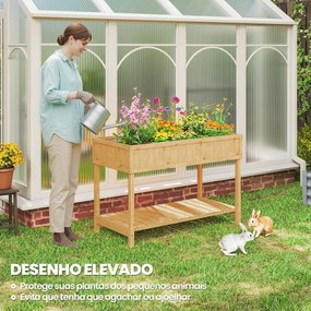 Horta Floreira de Madeira Mesa de Cultivo com Prateleira Inferior Floreira Elevada para Cultivo 110x46x76 cm Madeira