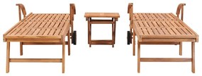 Espreguiçadeiras com mesa 2 pcs madeira de teca maciça