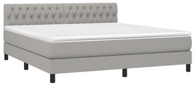 Cama box spring c/ colchão e LED 180x200 cm tecido cinza-claro