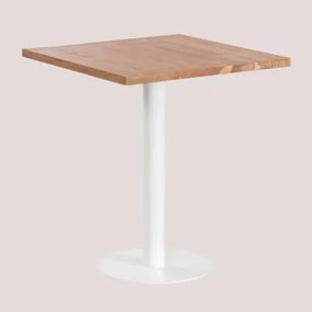 Mesa Bar Quadrada Em Madeira De Acácia Macchiato ↔︎ 70 Cm & Branco - Sklum