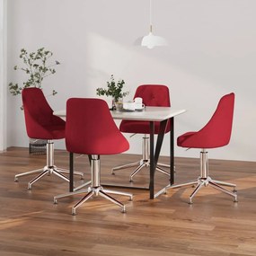 vidaXL Cadeiras de jantar giratórias 4 pcs tecido vermelho tinto