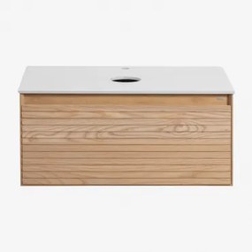 Conjunto De Móvel De Casa De Banho Suspenso Em Madeira De Freixo Tedrik Castanho Fresno & Sem Lavatório & Sem Espelho & Sem Torneira - Sklum
