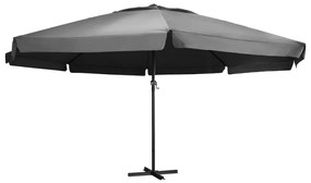 vidaXL Guarda-sol de jardim c/ poste de alumínio 600 cm antracite
