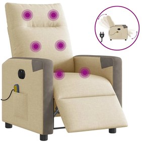 vidaXL Poltrona de massagens reclinável elétrica tecido creme