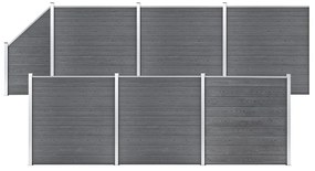 Painel vedação WPC 6 quadrados 1 inclinado 1138x186 cm cinzento